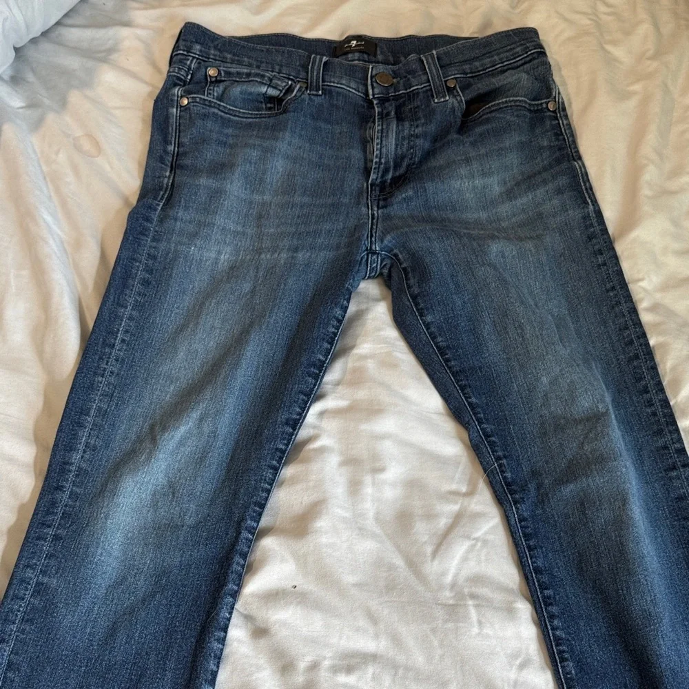 7 For All Mankind Dark Blue Straight Jeans - Picture 1 of 4